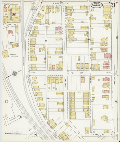 Sanborn Fire Insurance Map from Sunbury, Northumberland County, Pennsylvania (1918), Sheet #0021 - Historic Sanborn Fire Insurance Map Print, vintage old map wall art, antique decor, genealogy gift, Pennsylvania Pennsylvania map