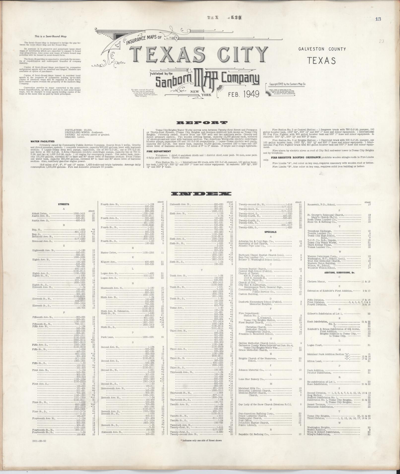 Sanborn Fire Insurance Map from Texas City, Galveston County, Texas. (1950) – Historic Sanborn Fire Insurance Map Print
