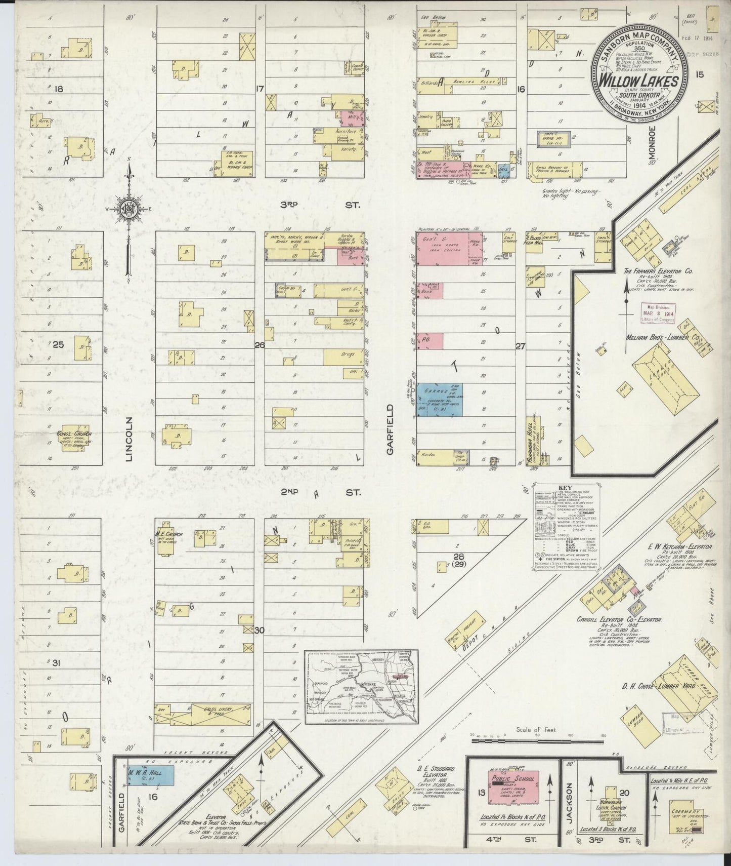 Sanborn Fire Insurance Map from Willow Lake, Clark County, South Dakota (1914), Sheet #0001 - Historic Sanborn Fire Insurance Map Print, vintage old map wall art, antique decor, genealogy gift, South Dakota South Dakota map