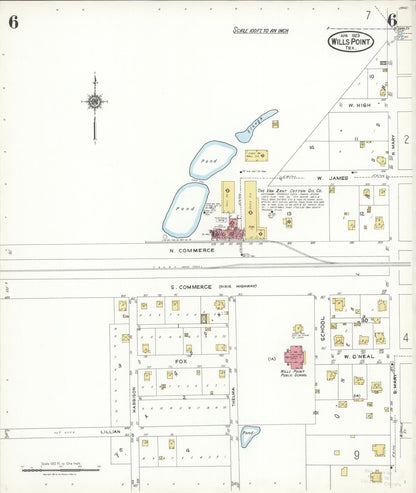 Sanborn Fire Insurance Map from Wills Point, Van Zandt County, Texas (1923), Sheet #0006 - Complete Map Set gallery image, historic Sanborn map, vintage wall art, Texas Texas