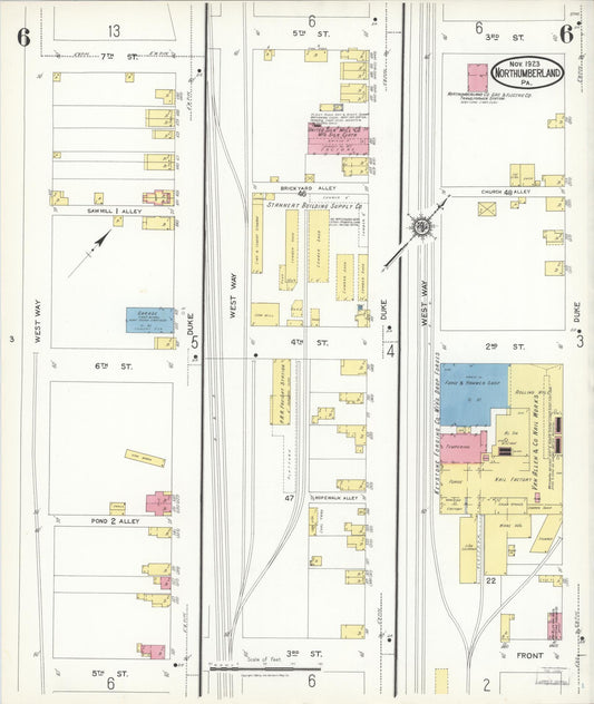 Sanborn Fire Insurance Map from Northumberland, Northumberland County, Pennsylvania (1923), Sheet #0006 - Historic Sanborn Fire Insurance Map Print, vintage old map wall art, antique decor, genealogy gift, Pennsylvania Pennsylvania map