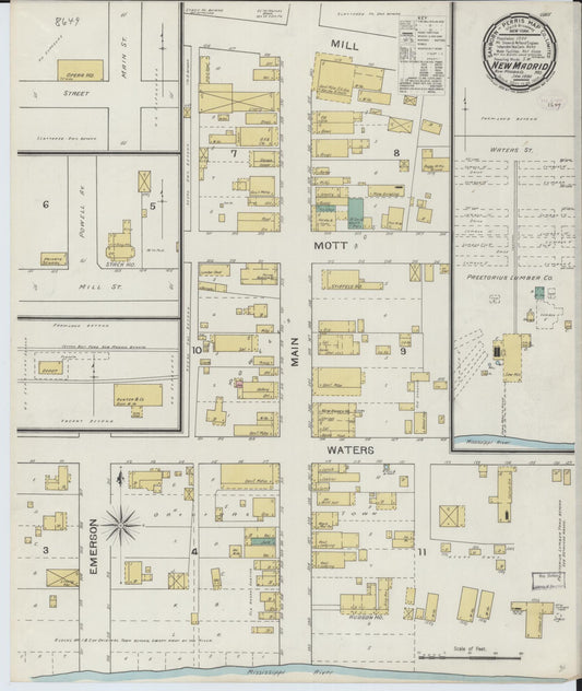 Sanborn Fire Insurance Map from New Madrid, New Madrid County, Missouri (1894), Sheet #0001 - Historic Sanborn Fire Insurance Map Print, vintage old map wall art, antique decor, genealogy gift, Missouri Missouri map