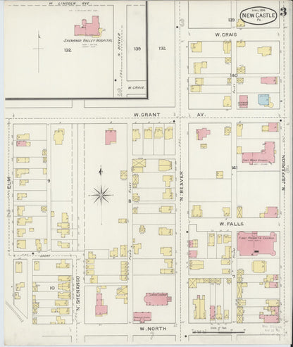 Sanborn Fire Insurance Map from New Castle, Lawrence County, Pennsylvania (1894), Sheet #0003 - Complete Map Set gallery image, historic Sanborn map, vintage wall art, Pennsylvania Pennsylvania