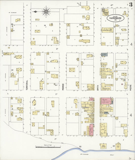 Sanborn Fire Insurance Map from Harrisburg, Linn County, Oregon (1908), Sheet #0003 - Historic Sanborn Fire Insurance Map Print, vintage old map wall art, antique decor, genealogy gift, Oregon Oregon map