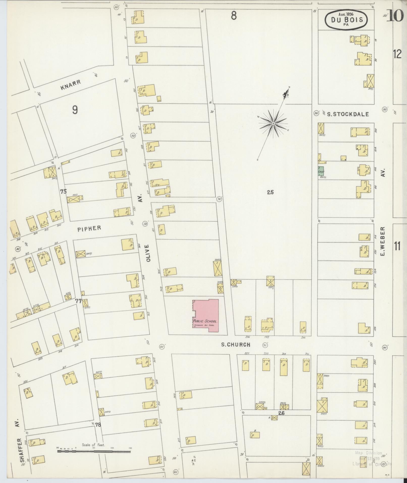 Sanborn Fire Insurance Map from Du Bois, Clearfield County, Pennsylvania (1896), Sheet #0010 - Historic Sanborn Fire Insurance Map Print, vintage old map wall art, antique decor, genealogy gift, Pennsylvania Pennsylvania map