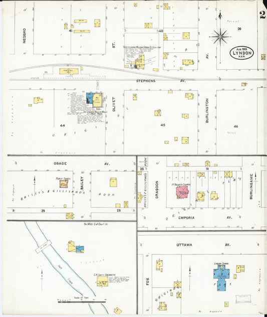 Sanborn Fire Insurance Map from Lyndon, Osage County, Kansas (1905), Sheet #0002 - Historic Sanborn Fire Insurance Map Print, vintage old map wall art, antique decor, genealogy gift, Kansas Kansas map