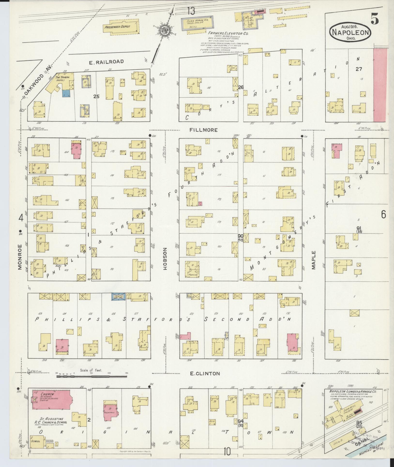 Sanborn Fire Insurance Map from Napoleon, Henry County, Ohio (1916), Sheet #0005 - Complete Map Set gallery image, historic Sanborn map, vintage wall art, Ohio Ohio