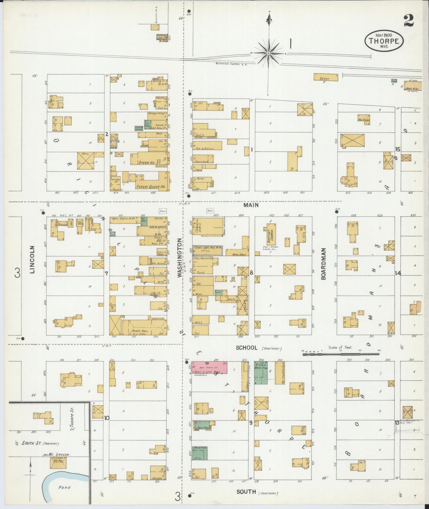 Sanborn Fire Insurance Map from Thorpe, Clark County, Wisconsin (1900), Sheet #0002 - Complete Map Set gallery image, historic Sanborn map, vintage wall art, Wisconsin Wisconsin