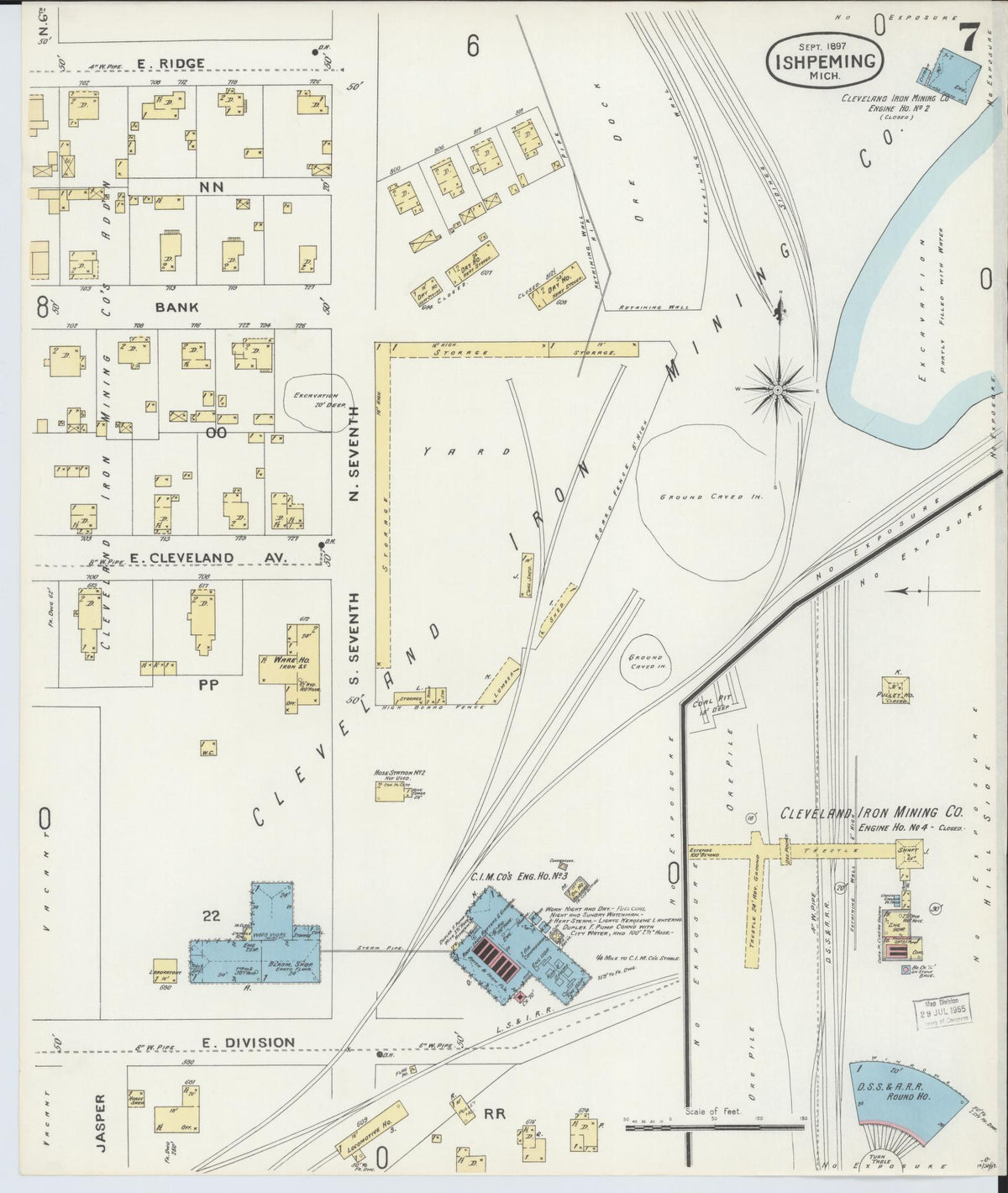 Sanborn Fire Insurance Map from Ishpeming, Marquette County, Michigan (1897), Sheet #0007 - Complete Map Set gallery image, historic Sanborn map, vintage wall art, Michigan Michigan
