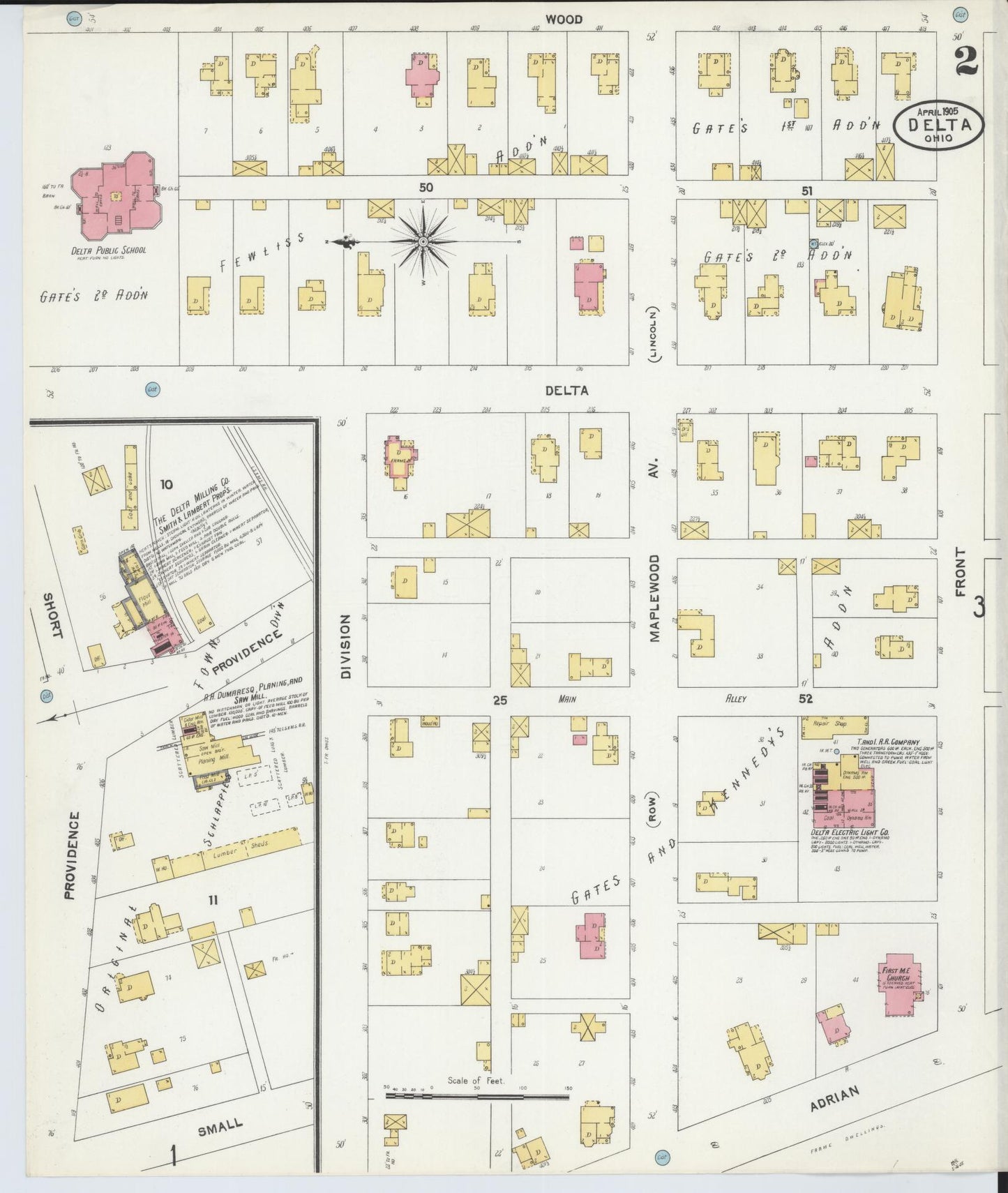 Sanborn Fire Insurance Map from Delta, Fulton County, Ohio (1905), Sheet #0002 - Historic Sanborn Fire Insurance Map Print, vintage old map wall art, antique decor, genealogy gift, Ohio Ohio map