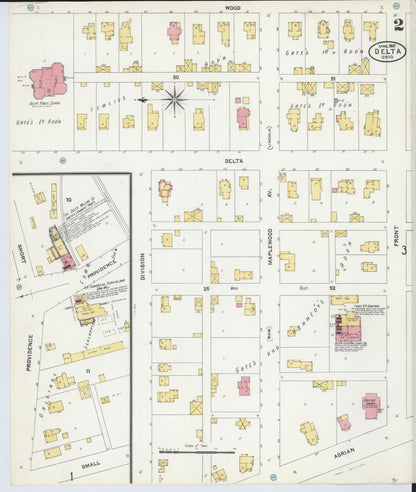 Sanborn Fire Insurance Map from Delta, Fulton County, Ohio (1905), Sheet #0002 - Historic Sanborn Fire Insurance Map Print, vintage old map wall art, antique decor, genealogy gift, Ohio Ohio map