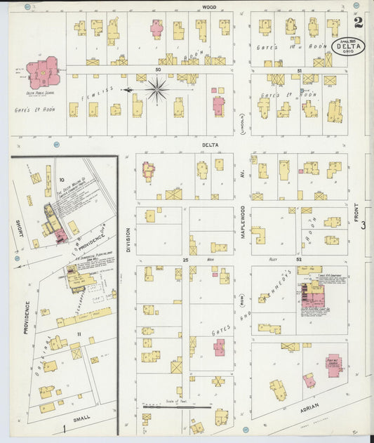 Sanborn Fire Insurance Map from Delta, Fulton County, Ohio (1905), Sheet #0002 - Historic Sanborn Fire Insurance Map Print, vintage old map wall art, antique decor, genealogy gift, Ohio Ohio map