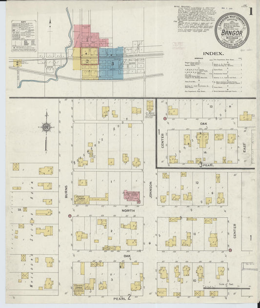 Sanborn Fire Insurance Map from Bangor, La Crosse County, Wisconsin (1911), Sheet #0001 - Historic Sanborn Fire Insurance Map Print, vintage old map wall art, antique decor, genealogy gift, Wisconsin Wisconsin map