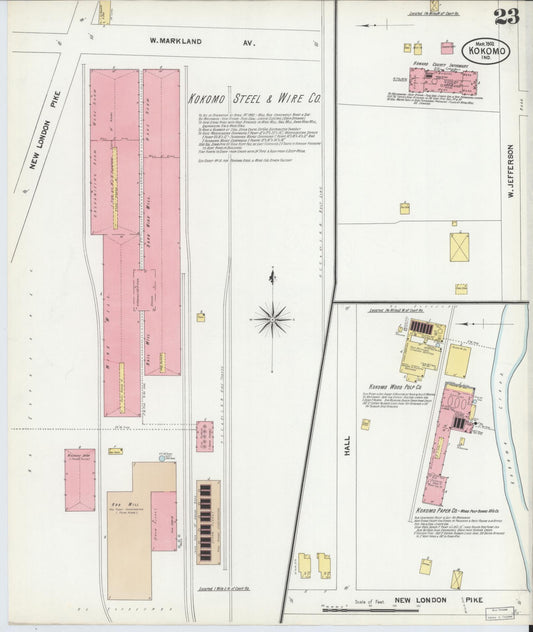 Sanborn Fire Insurance Map from Kokomo, Howard County, Indiana (1902), Sheet #0023 - Historic Sanborn Fire Insurance Map Print, vintage old map wall art, antique decor, genealogy gift, Indiana Indiana map