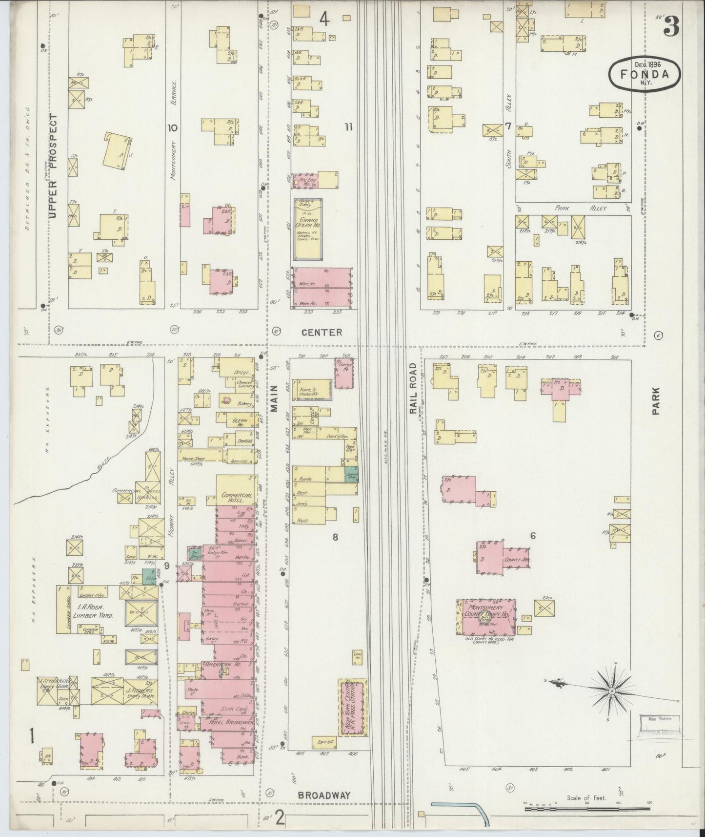 Sanborn Fire Insurance Map from Fonda, Montgomery County, New York (1896), Sheet #0003 - Historic Sanborn Fire Insurance Map Print, vintage old map wall art, antique decor, genealogy gift, New York New York map