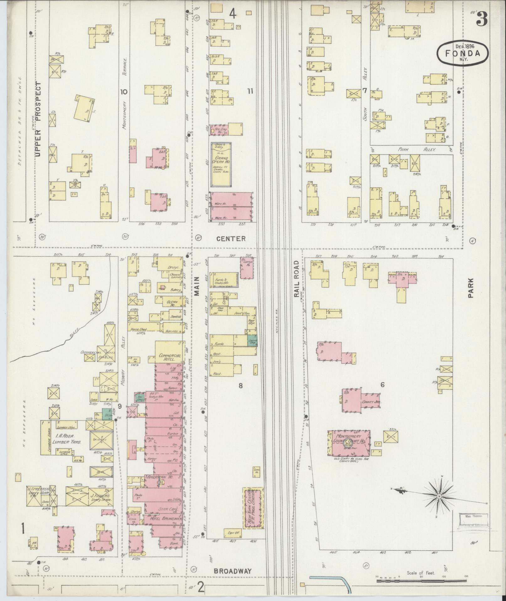 Sanborn Fire Insurance Map from Fonda, Montgomery County, New York (1896), Sheet #0003 - Historic Sanborn Fire Insurance Map Print, vintage old map wall art, antique decor, genealogy gift, New York New York map