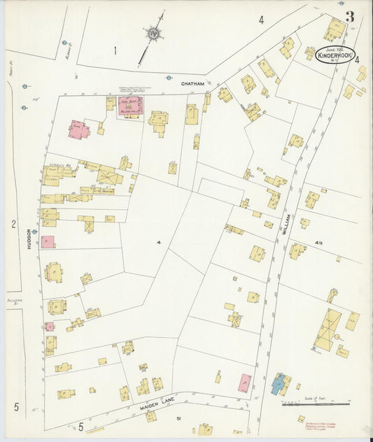 Sanborn Fire Insurance Map from Kinderhook, Columbia County, New York (1912), Sheet #0003 - Historic Sanborn Fire Insurance Map Print, vintage old map wall art, antique decor, genealogy gift, New York New York map