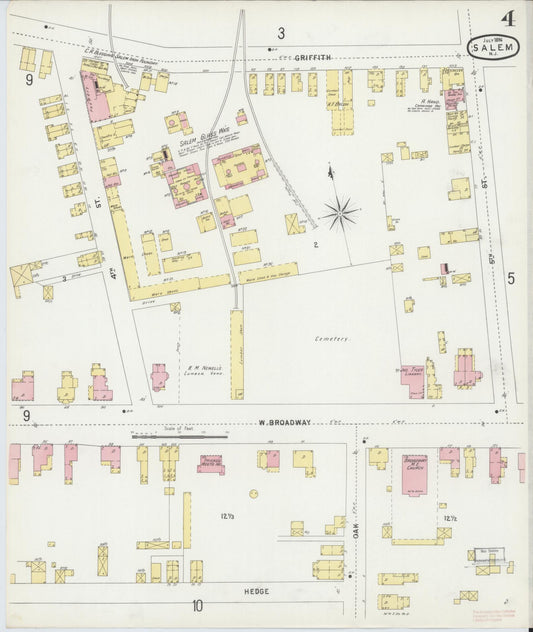 Sanborn Fire Insurance Map from Salem, Salem County, New Jersey (1896), Sheet #0004 - Historic Sanborn Fire Insurance Map Print, vintage old map wall art, antique decor, genealogy gift, New Jersey New Jersey map