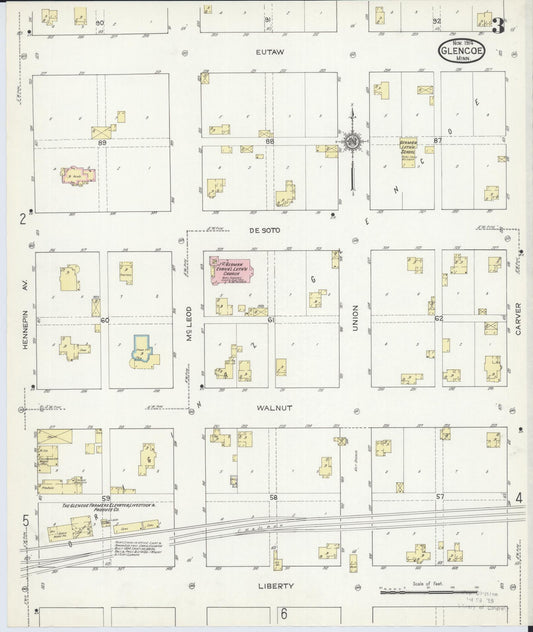 Sanborn Fire Insurance Map from Glencoe, Mcleod County, Minnesota (1914), Sheet #0003 - Historic Sanborn Fire Insurance Map Print, vintage old map wall art, antique decor, genealogy gift, Minnesota Minnesota map