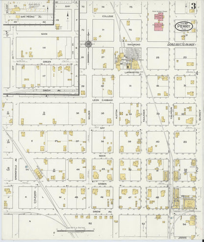 Sanborn Fire Insurance Map from Perry, Taylor County, Florida (1917), Sheet #0003 - Complete Map Set gallery image, historic Sanborn map, vintage wall art, Florida Florida