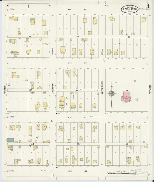 Sanborn Fire Insurance Map from Lexington, Dawson County, Nebraska (1909), Sheet #0004 - Historic Sanborn Fire Insurance Map Print, vintage old map wall art, antique decor, genealogy gift, Nebraska Nebraska map