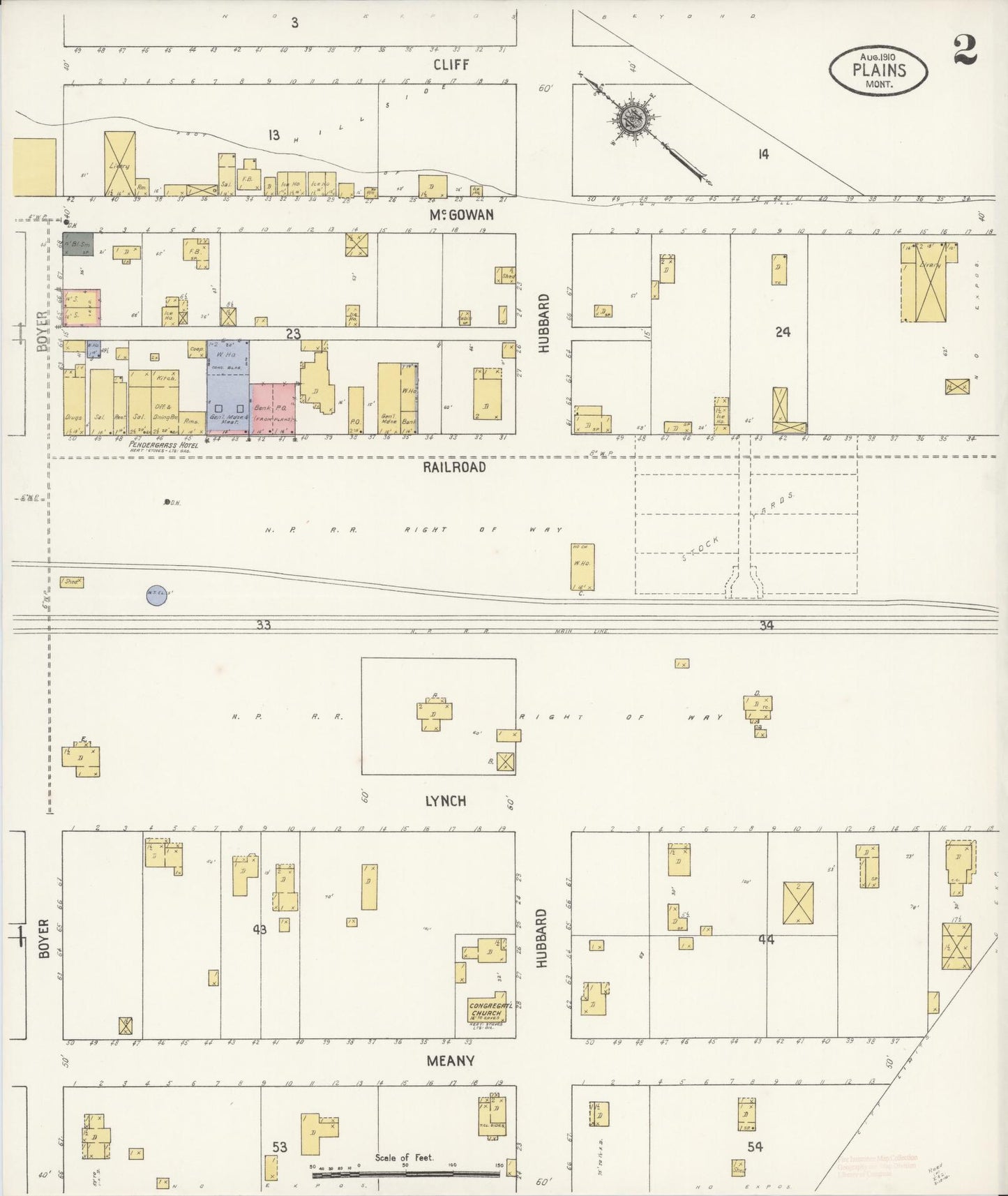 Sanborn Fire Insurance Map from Plains, Sanders County, Montana (1910), Sheet #0002 - Complete Map Set gallery image, historic Sanborn map, vintage wall art, Montana Montana