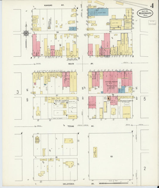 Sanborn Fire Insurance Map from Woodward, Woodward County, Oklahoma (1911), Sheet #0004 - Historic Sanborn Fire Insurance Map Print, vintage old map wall art, antique decor, genealogy gift, Oklahoma Oklahoma map