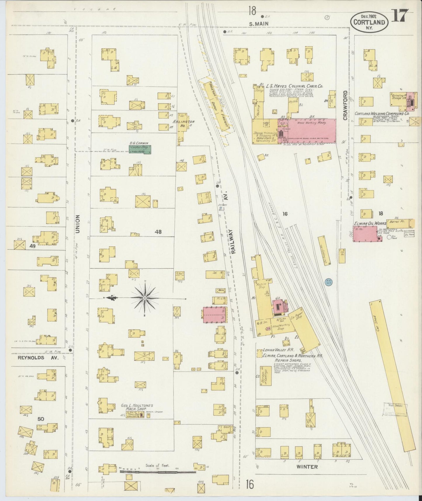 Sanborn Fire Insurance Map from Cortland, Cortland County, New York (1902), Sheet #0017 - Complete Map Set gallery image, historic Sanborn map, vintage wall art, New York New York