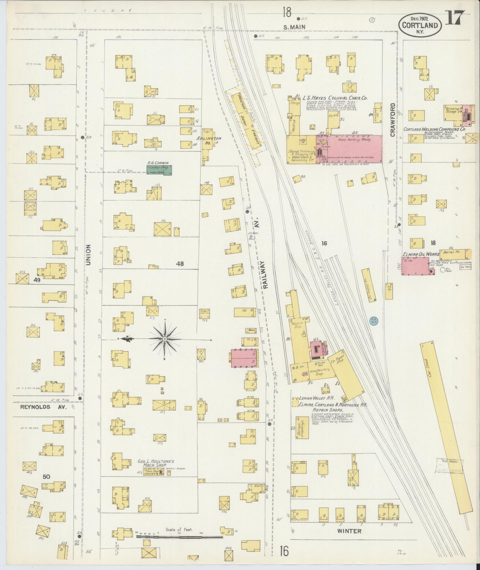 Sanborn Fire Insurance Map from Cortland, Cortland County, New York (1902), Sheet #0017 - Complete Map Set gallery image, historic Sanborn map, vintage wall art, New York New York