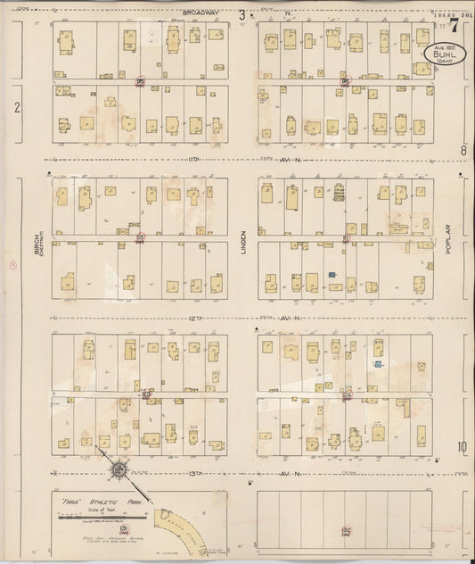 Sanborn Fire Insurance Map from Buhl, Twin Falls County, Idaho (1940), Sheet #0007 - Historic Sanborn Fire Insurance Map Print, vintage old map wall art, antique decor, genealogy gift, Falls Idaho map