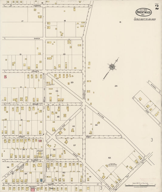 Sanborn Fire Insurance Map from Brentwood, Prince Georges County, Maryland (1922), Sheet #0002 - Historic Sanborn Fire Insurance Map Print, vintage old map wall art, antique decor, genealogy gift, Maryland Maryland map
