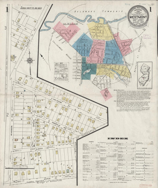 Sanborn Fire Insurance Map from Westmont, Camden County, New Jersey (1925), Sheet #0001 - Historic Sanborn Fire Insurance Map Print, vintage old map wall art, antique decor, genealogy gift, New Jersey New Jersey map