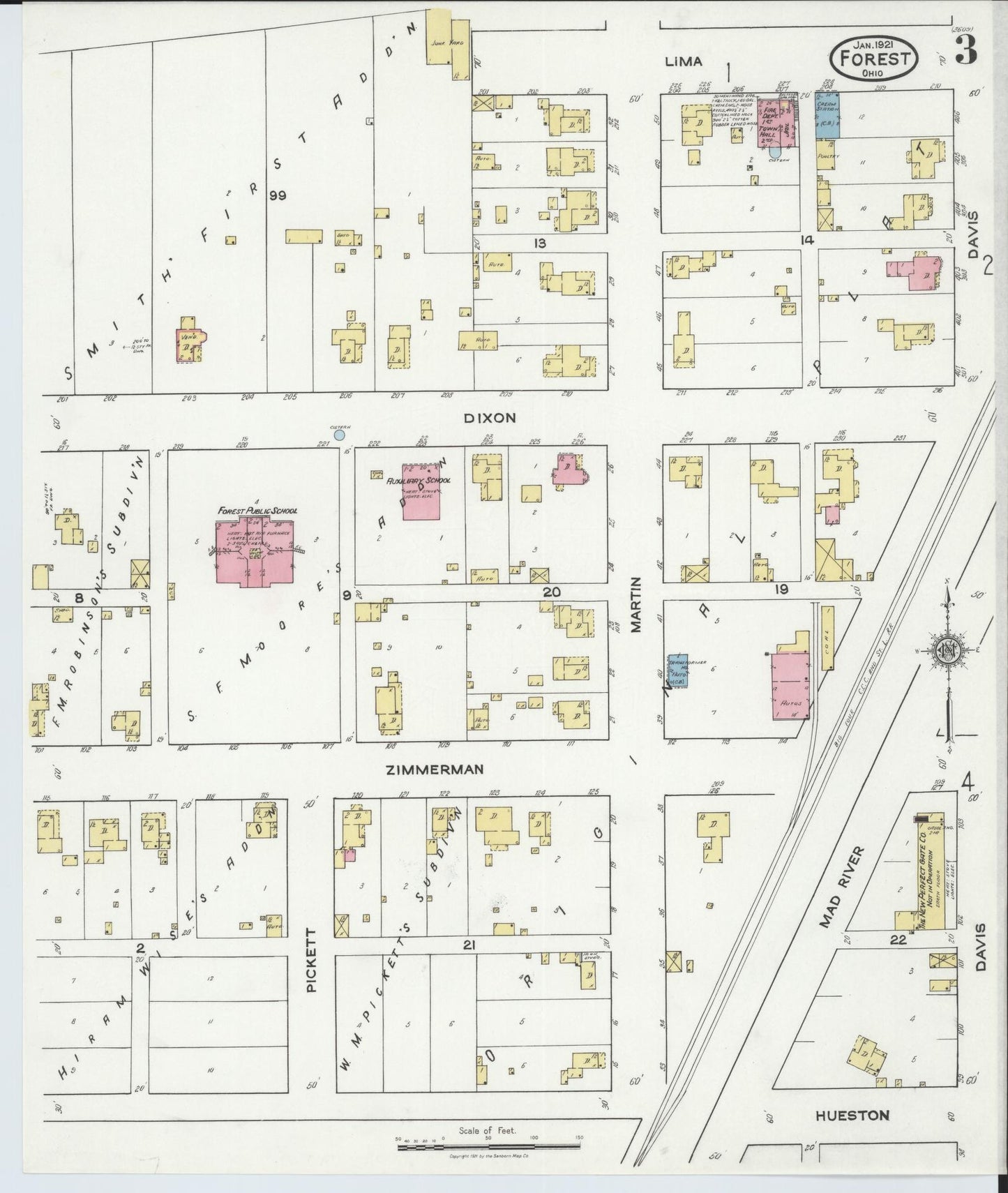Sanborn Fire Insurance Map from Forest, Hardin County, Ohio (1921), Sheet #0003 - Historic Sanborn Fire Insurance Map Print, vintage old map wall art, antique decor, genealogy gift, Ohio Ohio map