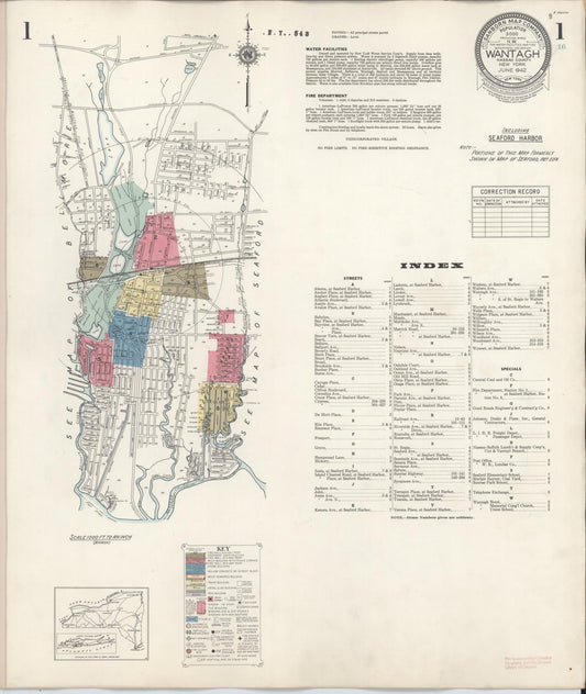 Sanborn Fire Insurance Map from Wantagh, Nassau County, New York (1942), Sheet #0001 - Complete Map Set gallery image, historic Sanborn map, vintage wall art, New York New York