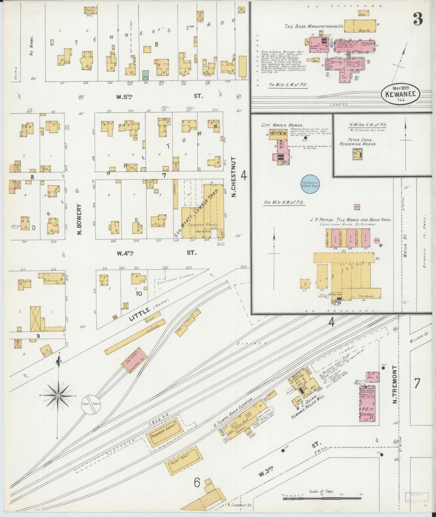 Sanborn Fire Insurance Map from Kewanee, Henry County, Illinois (1899), Sheet #0003 - Complete Map Set gallery image, historic Sanborn map, vintage wall art, Illinois Illinois