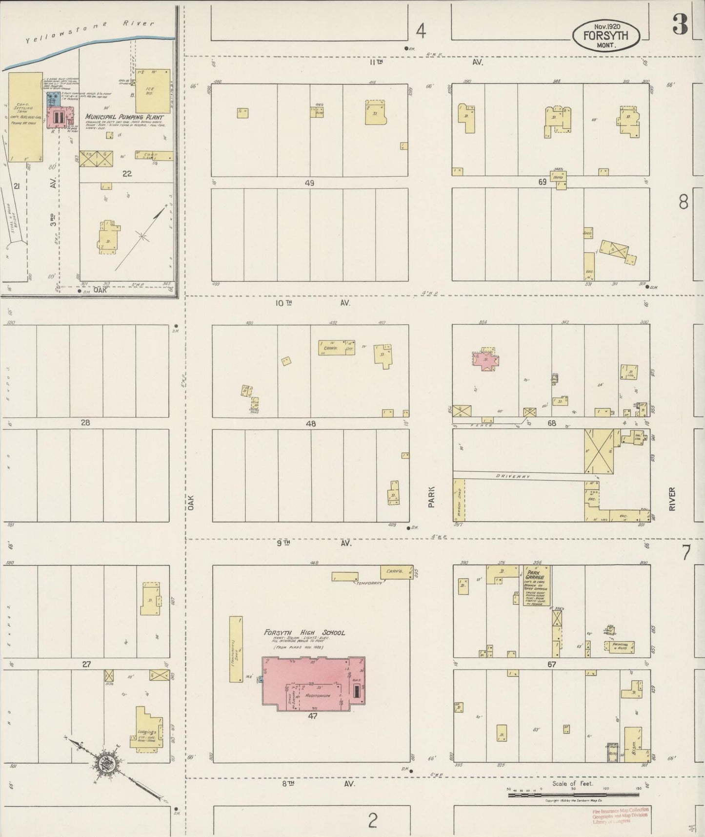 Sanborn Fire Insurance Map from Forsyth, Rosebud County, Montana (1920), Sheet #0003 - Complete Map Set gallery image, historic Sanborn map, vintage wall art, Montana Montana
