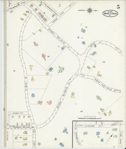 Sanborn Fire Insurance Map from Wayne, Delaware County, Pennsylvania (1914), Sheet #0005 - Complete Map Set gallery image, historic Sanborn map, vintage wall art, Pennsylvania Pennsylvania