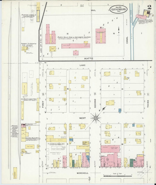 Sanborn Fire Insurance Map from Gothenburg, Dawson County, Nebraska (1909), Sheet #0002 - Historic Sanborn Fire Insurance Map Print, vintage old map wall art, antique decor, genealogy gift, Nebraska Nebraska map