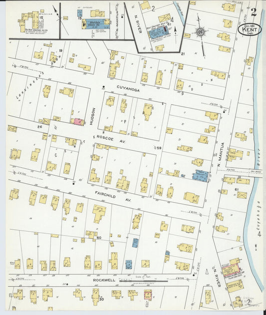 Sanborn Fire Insurance Map from Kent, Portage County, Ohio (1919), Sheet #0002 - Historic Sanborn Fire Insurance Map Print, vintage old map wall art, antique decor, genealogy gift, Ohio Ohio map