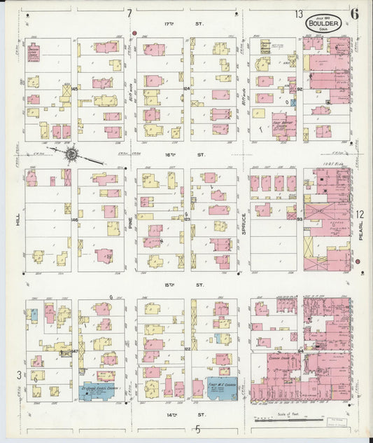 Sanborn Fire Insurance Map from Boulder, Boulder County, Colorado (1910), Sheet #0006 - Historic Sanborn Fire Insurance Map Print, vintage old map wall art, antique decor, genealogy gift, Colorado Colorado map