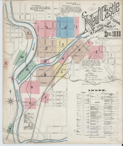 Sanborn Fire Insurance Map from New Castle, Lawrence County, Pennsylvania (1888), Sheet #0001 - Complete Map Set gallery image, historic Sanborn map, vintage wall art, Pennsylvania Pennsylvania