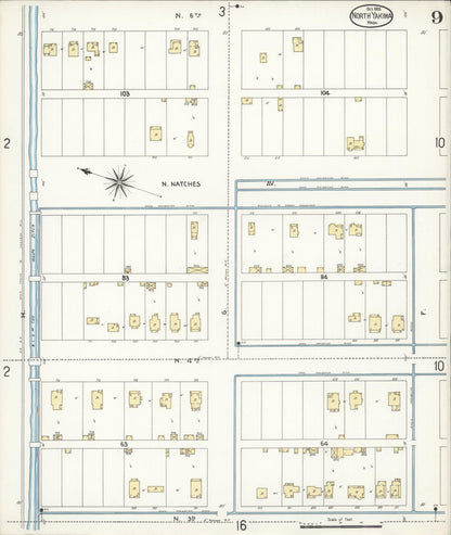 Sanborn Fire Insurance Map from North Yakima, Yakima County, Washington (1905), Sheet #0009 - Complete Map Set gallery image, historic Sanborn map, vintage wall art, Washington Washington