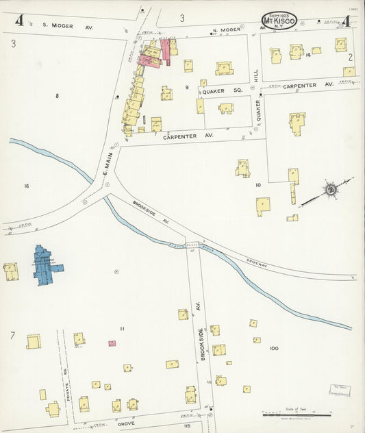 Sanborn Fire Insurance Map from Mount Kisco, Westchester County, New York (1925), Sheet #0004 - Historic Sanborn Fire Insurance Map Print, vintage old map wall art, antique decor, genealogy gift, New York New York map