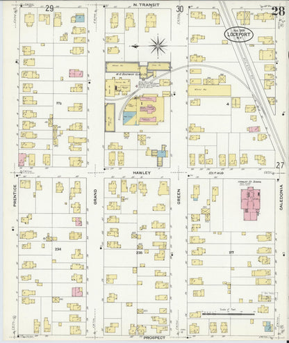 Sanborn Fire Insurance Map from Lockport, Niagara County, New York (1909), Sheet #0028 - Historic Sanborn Fire Insurance Map Print, vintage old map wall art, antique decor, genealogy gift, New York New York map