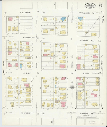 Sanborn Fire Insurance Map from Trinidad, Las Animas County, Colorado (1912), Sheet #0006 - Complete Map Set gallery image, historic Sanborn map, vintage wall art, Colorado Colorado
