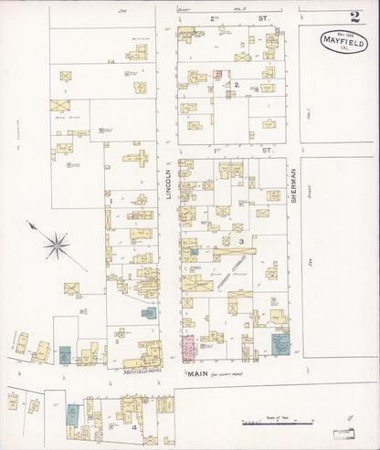 Sanborn Fire Insurance Map from Mayfield, Santa Clara County, California (1888), Sheet #0002 - Complete Map Set gallery image, historic Sanborn map, vintage wall art, California California