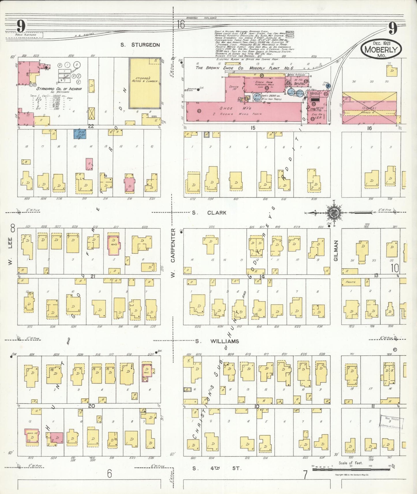 Sanborn Fire Insurance Map from Moberly, Randolph County, Missouri (1923), Sheet #0009 - Complete Map Set gallery image, historic Sanborn map, vintage wall art, Missouri Missouri