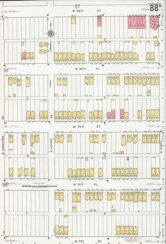 Sanborn Fire Insurance Map from Chicago, Cook County, Illinois (1920), Sheet #0088 - Historic Sanborn Fire Insurance Map Print, vintage old map wall art, antique decor, genealogy gift, Illinois Illinois map