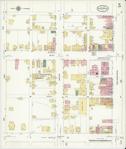 Sanborn Fire Insurance Map from Indiana, Indiana County, Pennsylvania (1910), Sheet #0005 - Historic Sanborn Fire Insurance Map Print, vintage old map wall art, antique decor, genealogy gift, Pennsylvania Pennsylvania map