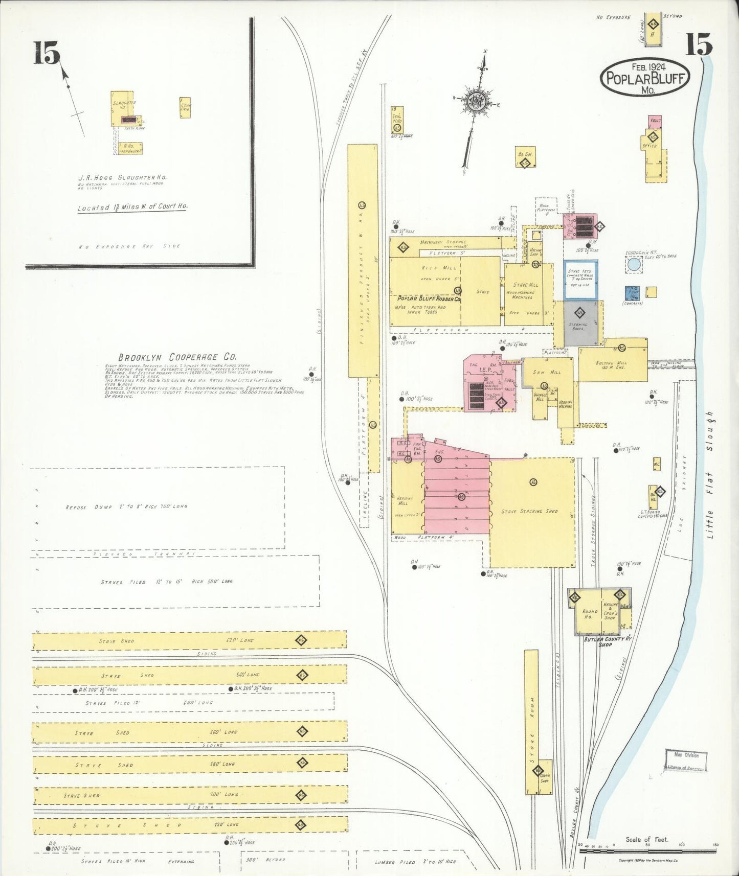 Sanborn Fire Insurance Map from Poplar Bluff, Butler County, Missouri (1924), Sheet #0015 - Complete Map Set gallery image, historic Sanborn map, vintage wall art, Missouri Missouri